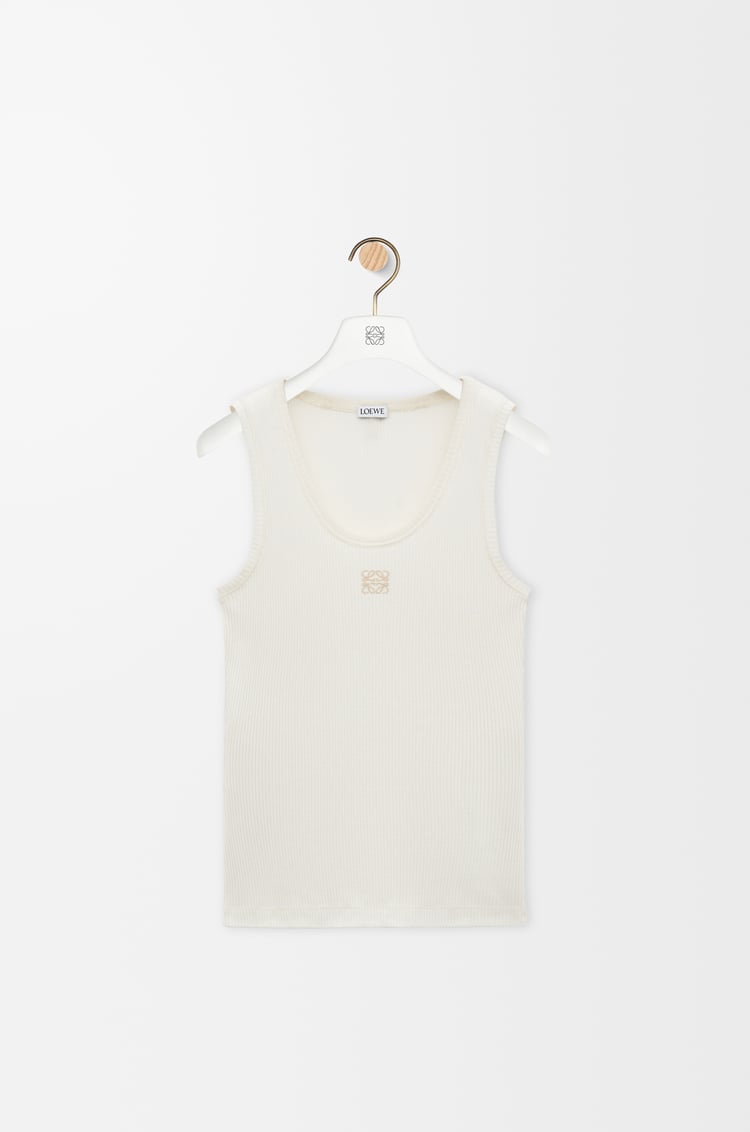 LOEWE Top sin mangas Anagram en seda Blanco Suave