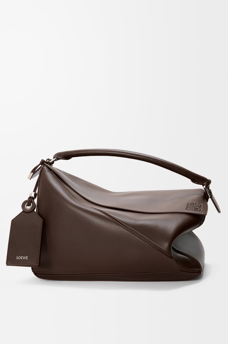 LOEWE Grand sac Featherlight Puzzle en cuir d'agneau nappa Brownie Foncé