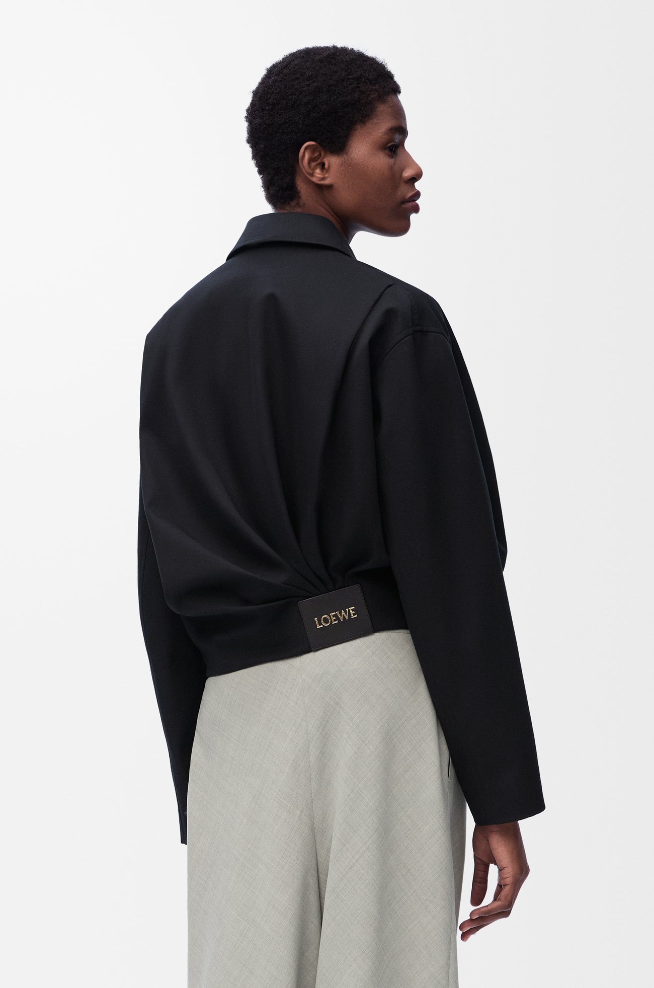 LOEWE Draped jacket in cotton and silk Black plp_rd