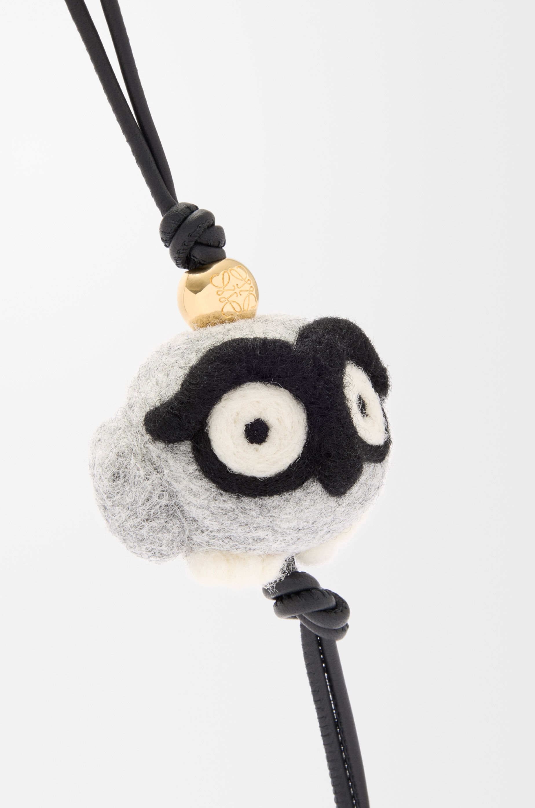 フクロウ チャーム（フェルト&カーフ） グレー - LOEWE