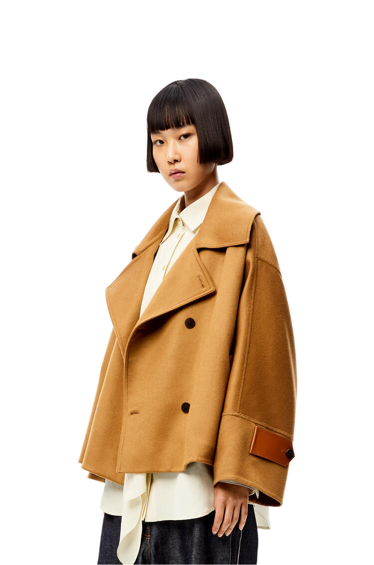 LOEWE Double breasted short jacket in wool and cashmere Camel pdp_rd