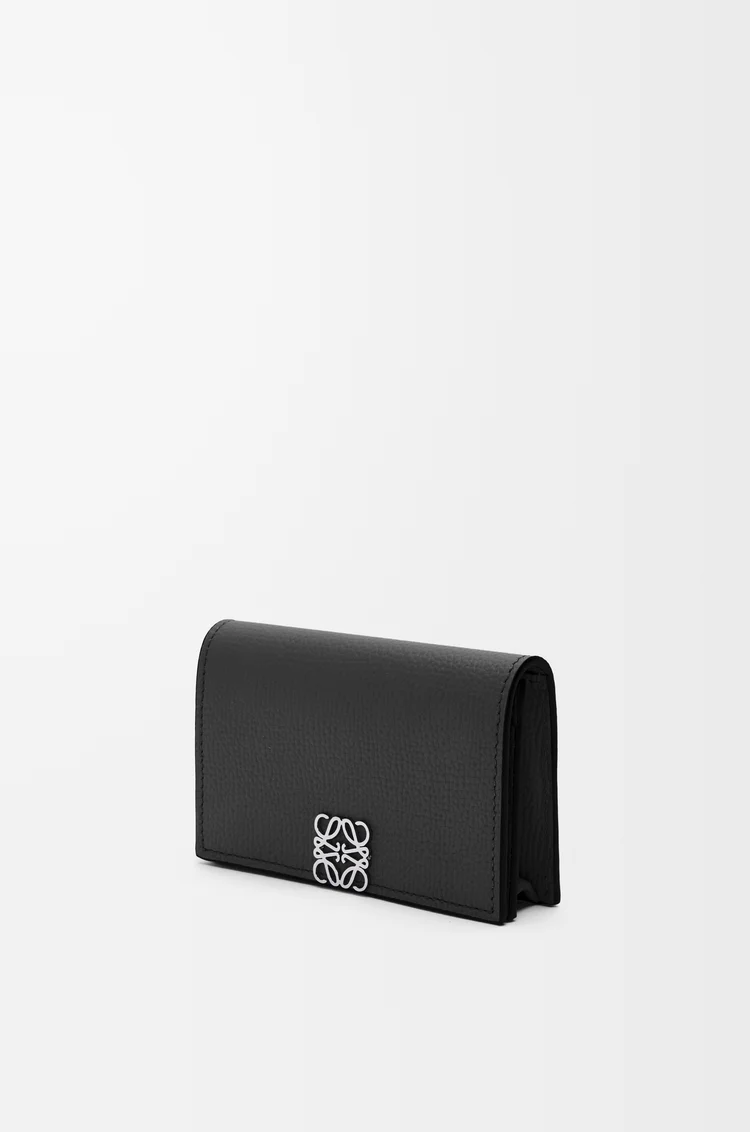 LOEWE Anagram business cardholder in pebble grained calfskin Black