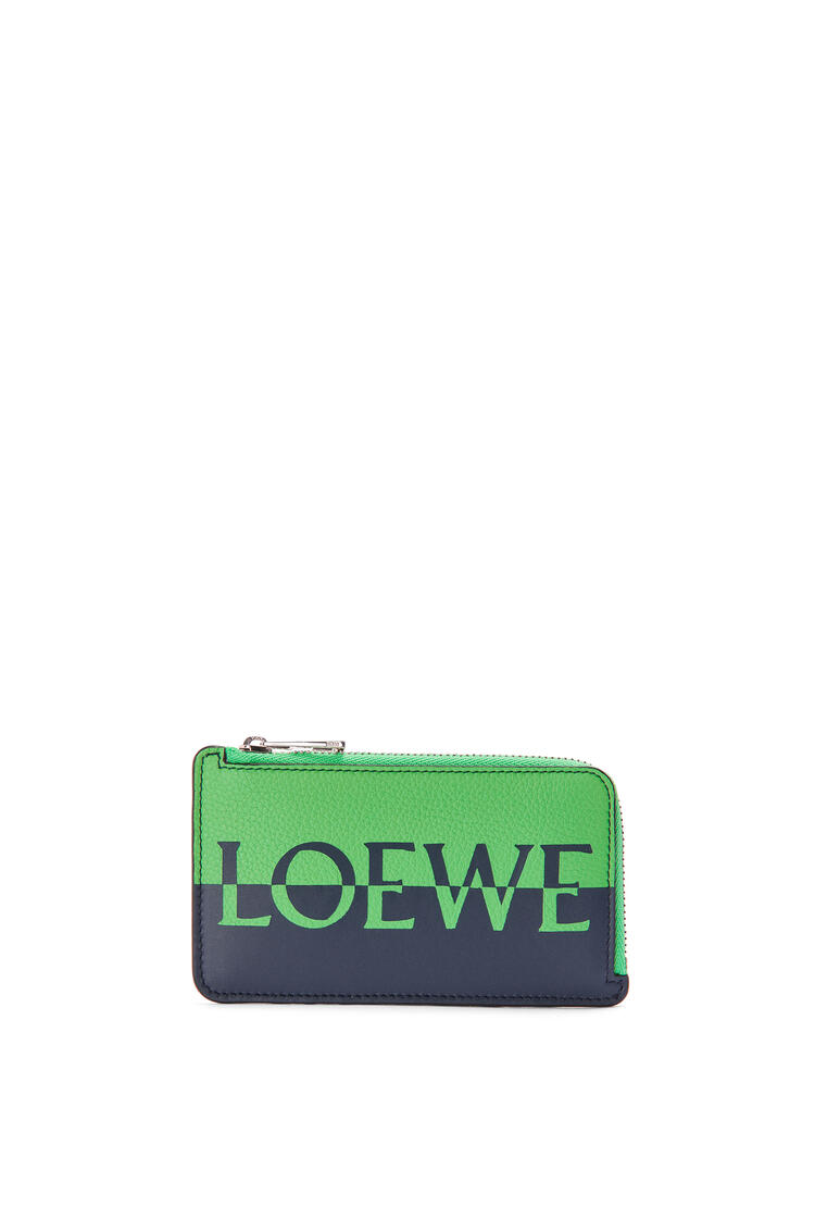 LOEWE Signature coin cardholder in calfskin Apple Green/Deep Navy