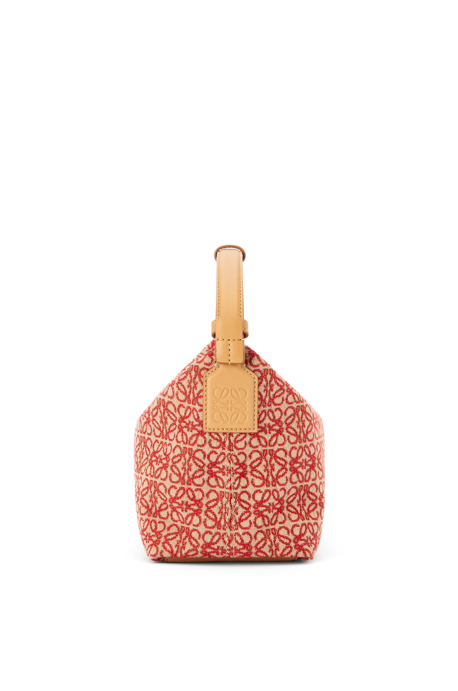 Small Cubi bag in Anagram jacquard and calfskin Red/Warm Desert 