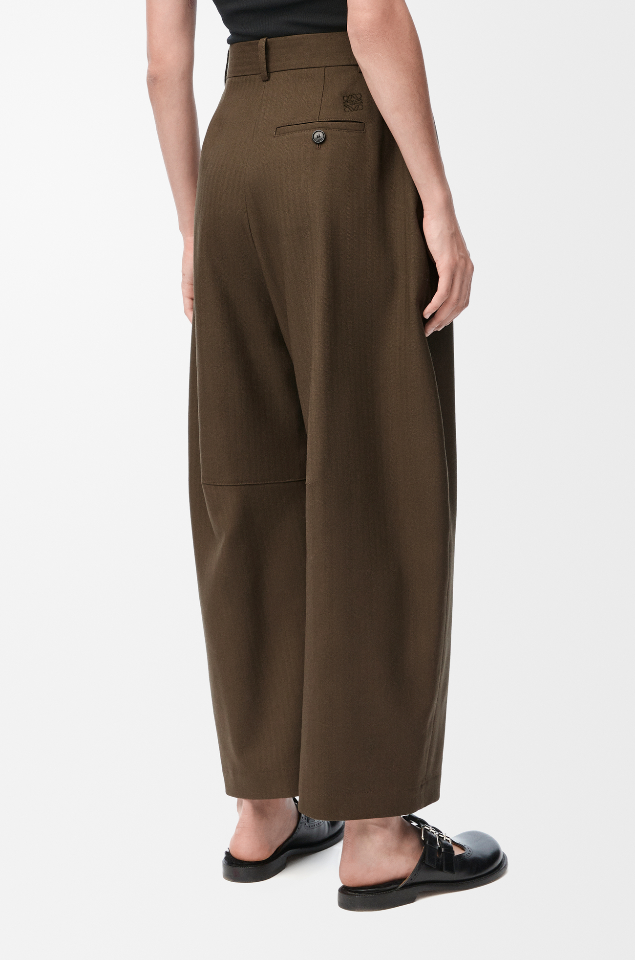 LOEWE Barrel trousers in wool Khaki Green