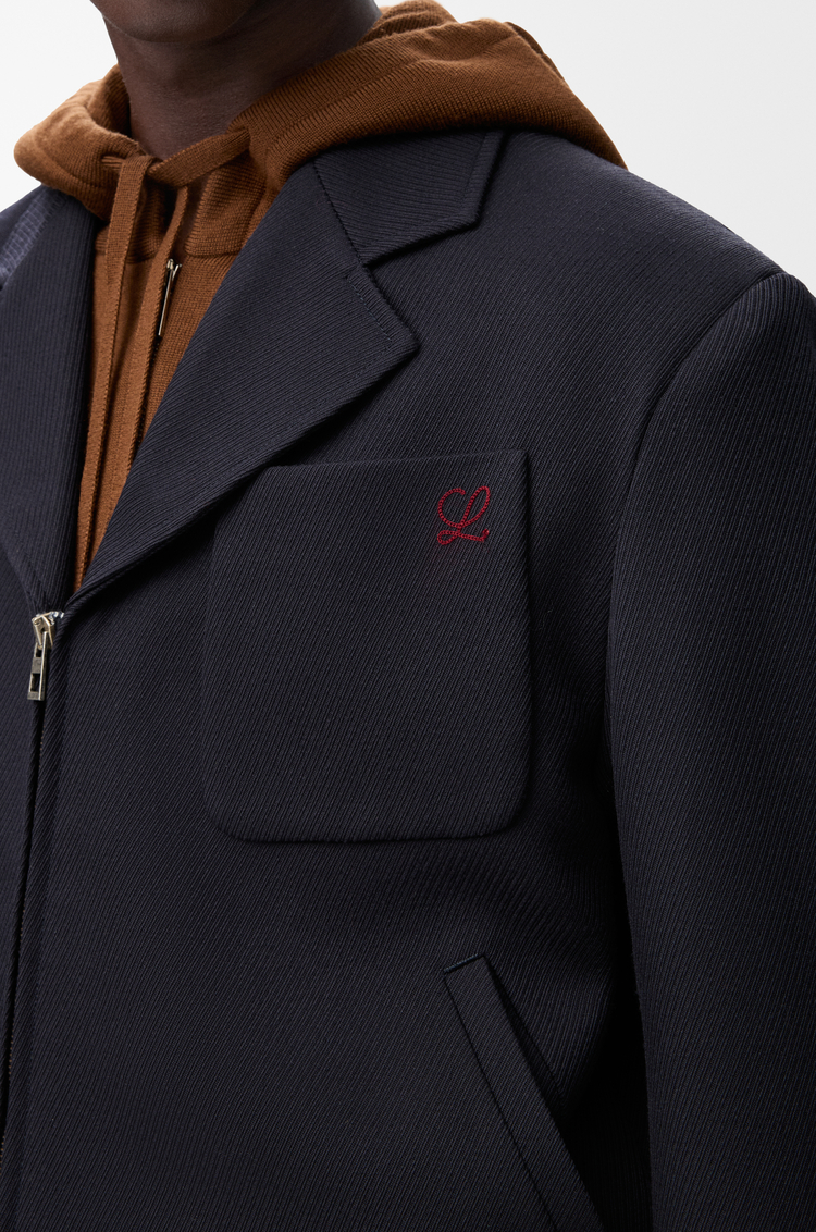 LOEWE Giacca con zip in lana Blu Navy Scuro