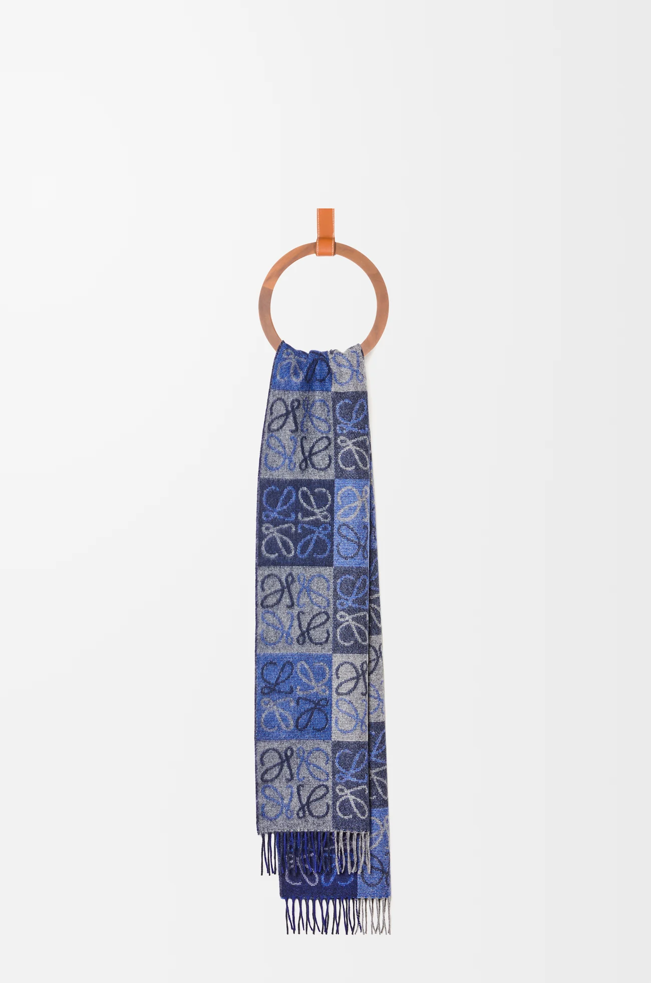 LOEWE Scarf in wool and cashmere Blue