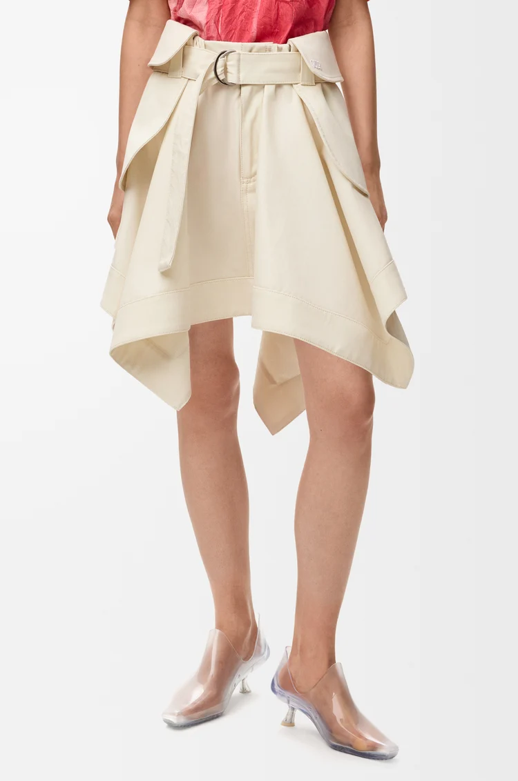 LOEWE 棉質和真絲工裝裙子 象牙白