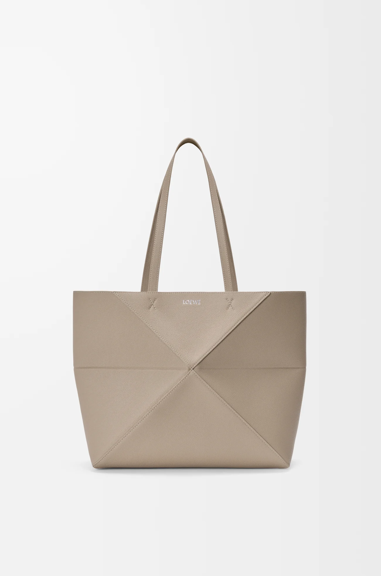LOEWE 中号柔软粒面牛皮革横版 Puzzle Fold 手袋 粘土色