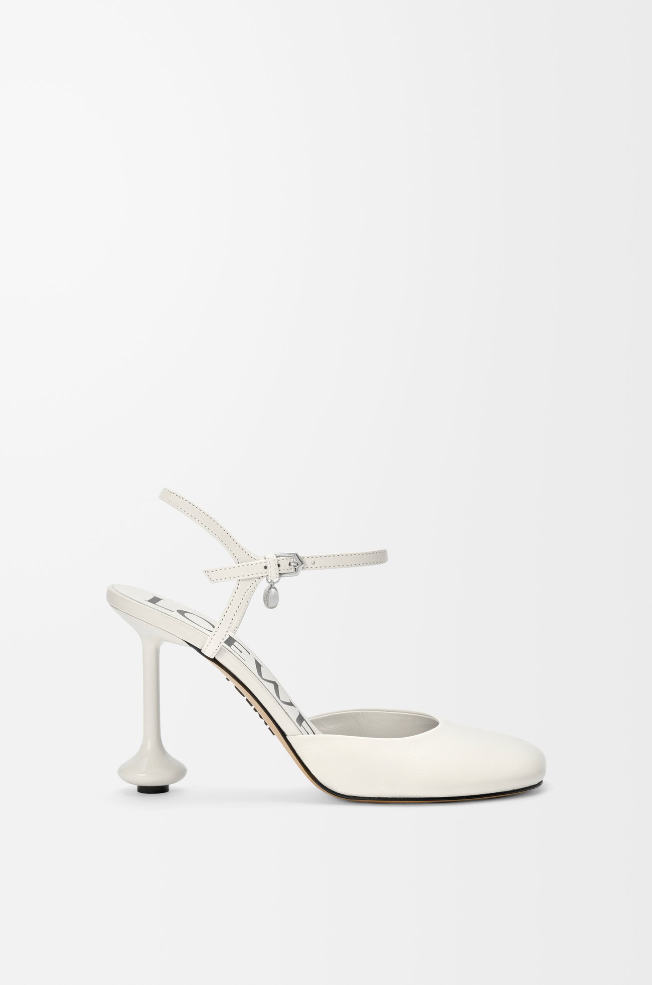 LOEWE Toy ankle strap pump in lambskin Anthurium White