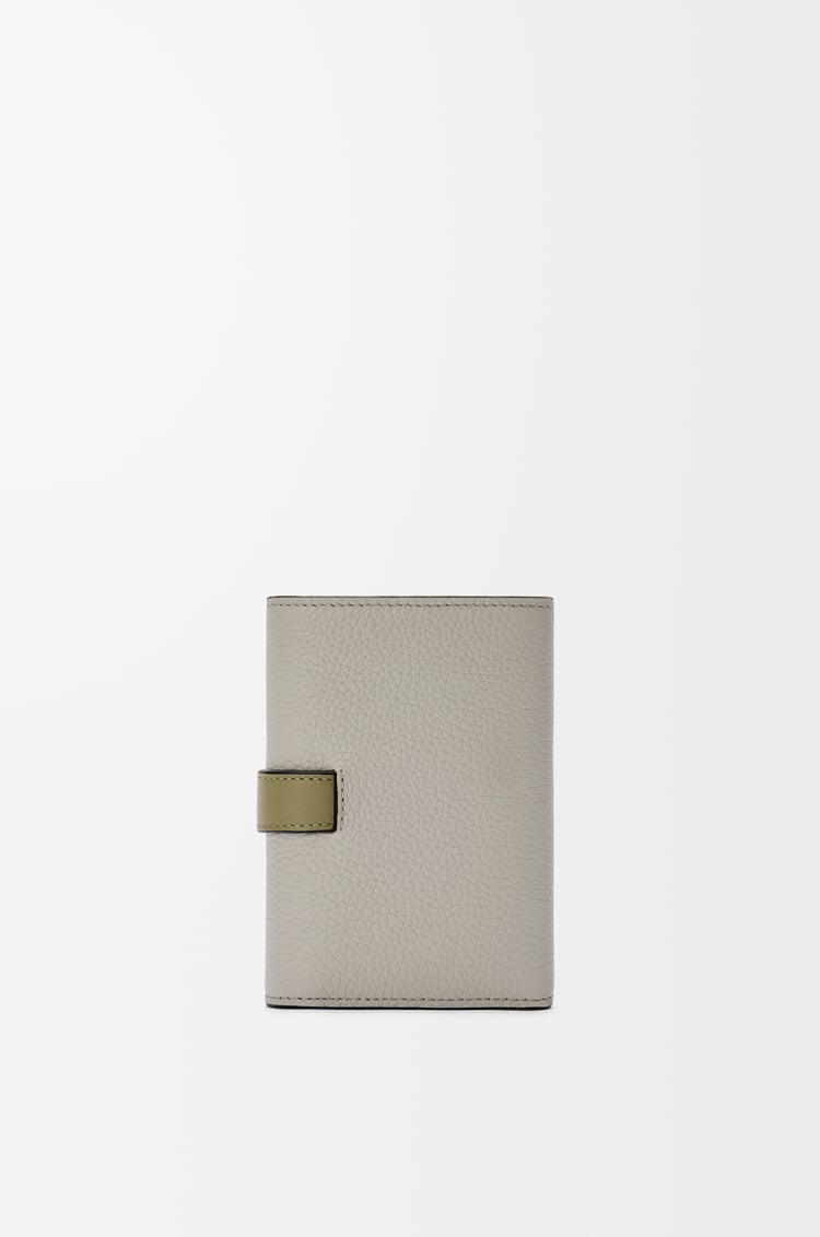LOEWE Small vertical wallet in soft grained calfskin Shell Grey/Eucalyptus