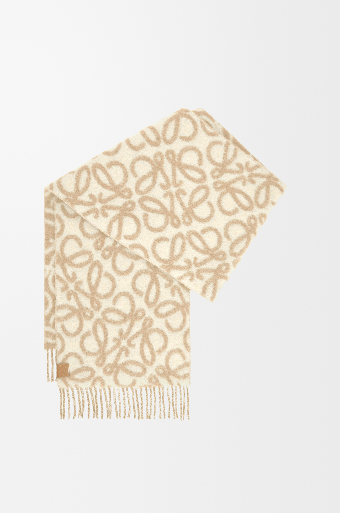 LOEWE Anagram scarf in alpaca and wool blend Beige/White