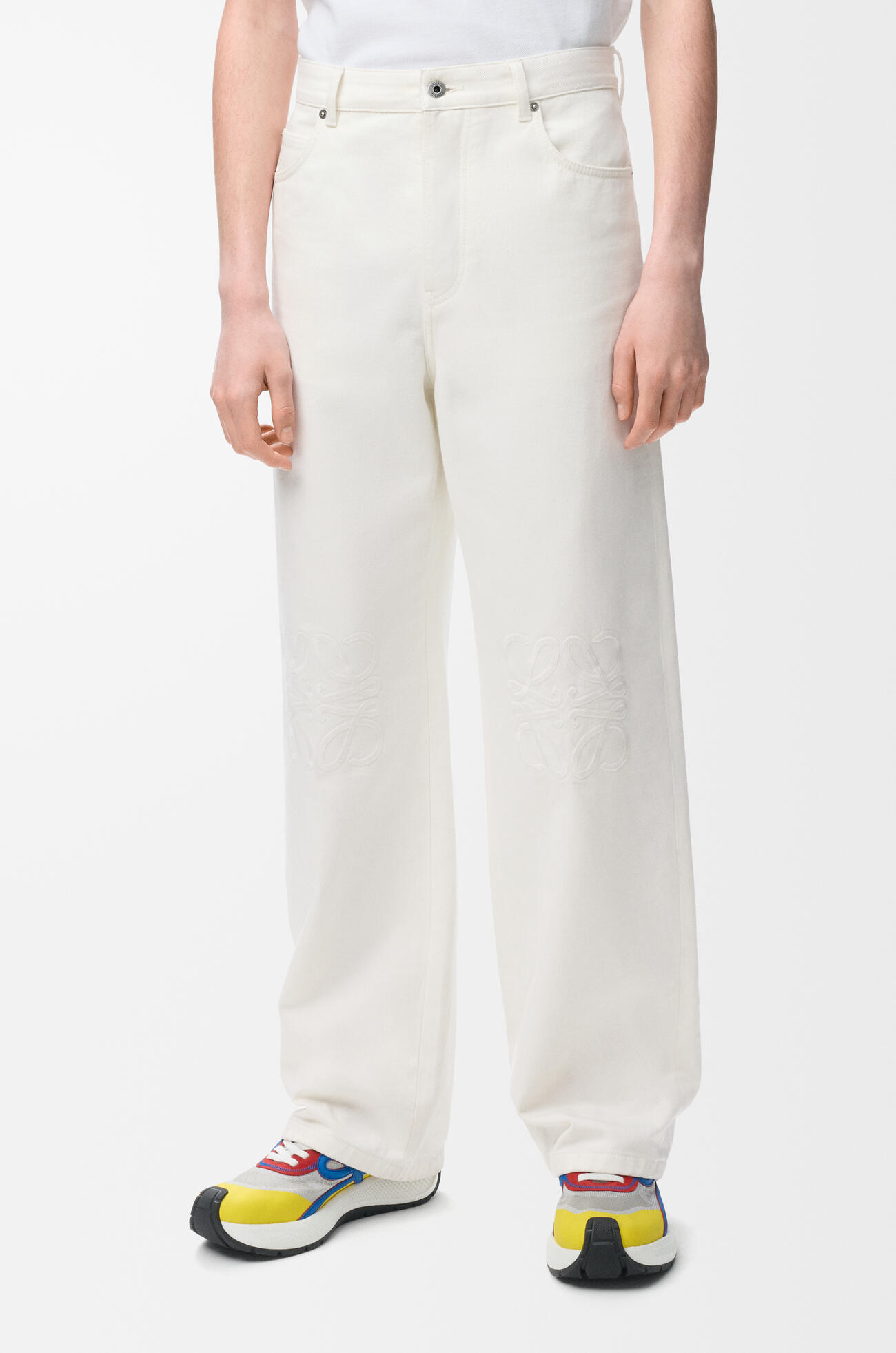 LOEWE Pantalón vaquero holgado Anagram en denim Blanco