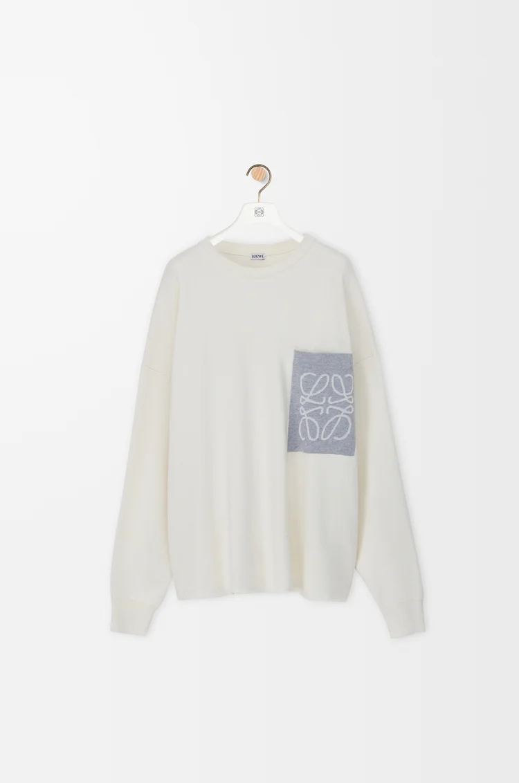 LOEWE Jersey Anagram con bolsillo en mezcla de algodón Beige/Gris