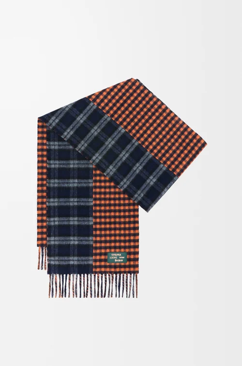 LOEWE Bufanda en lana y cashmere Azul Marino/Naranja