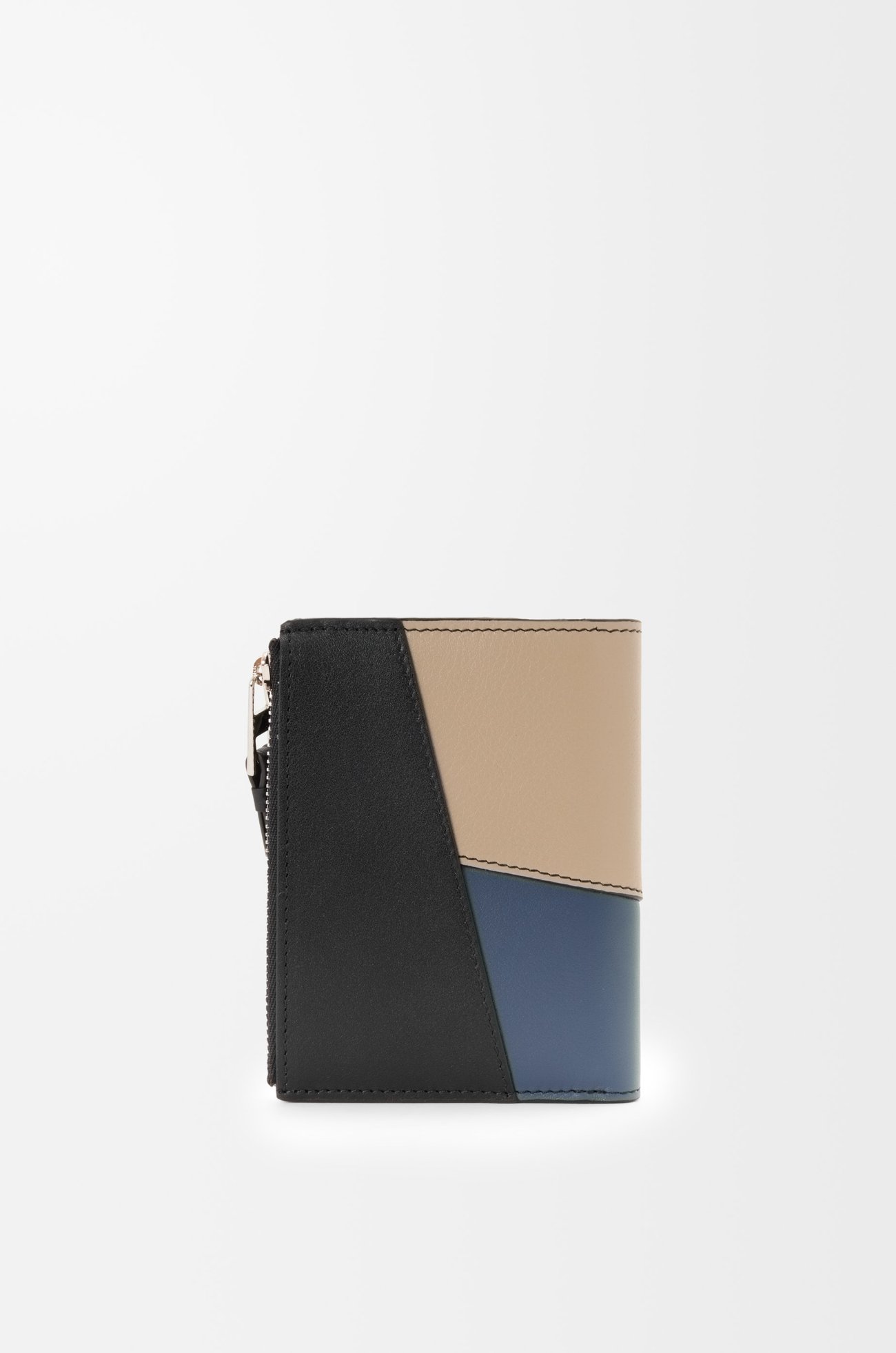 LOEWE Portefeuille compact fin Puzzle en cuir de veau classique Teinture Indigo/Corda