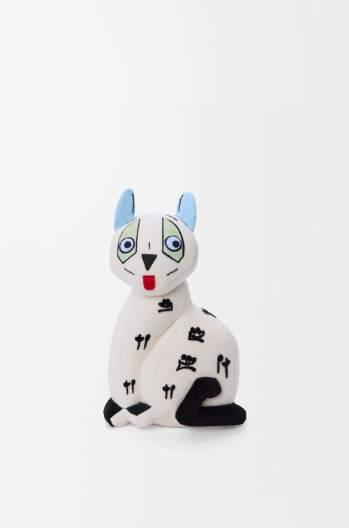 LOEWE Cat stuffed toy in cotton velvet Soft White