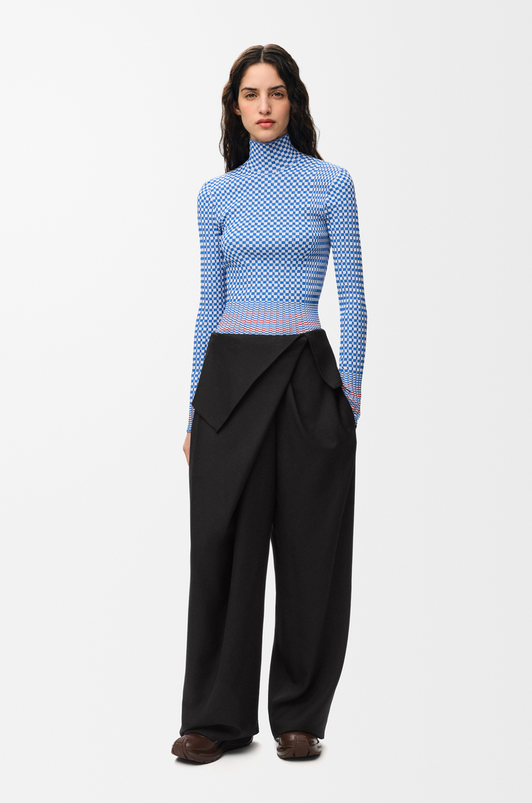 LOEWE Pantalón drapeado en lana Negro
