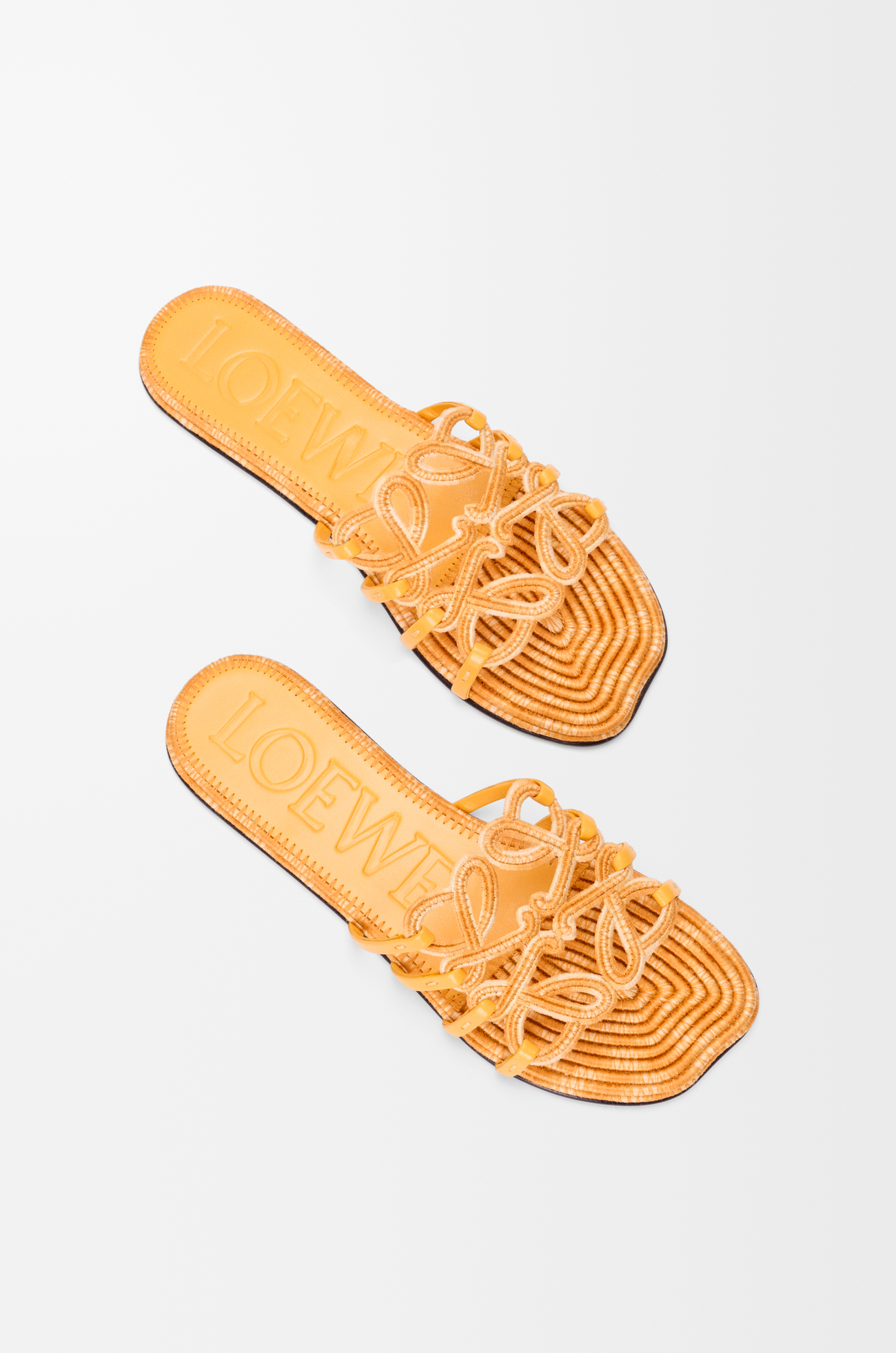 LOEWE Petal Anagram slide in embroidered canvas Golden Yellow