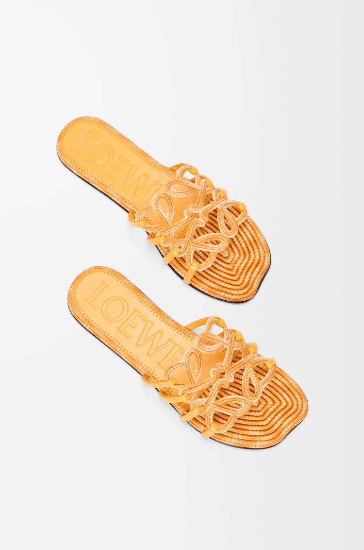 LOEWE Petal Anagram slide in embroidered canvas Golden Yellow