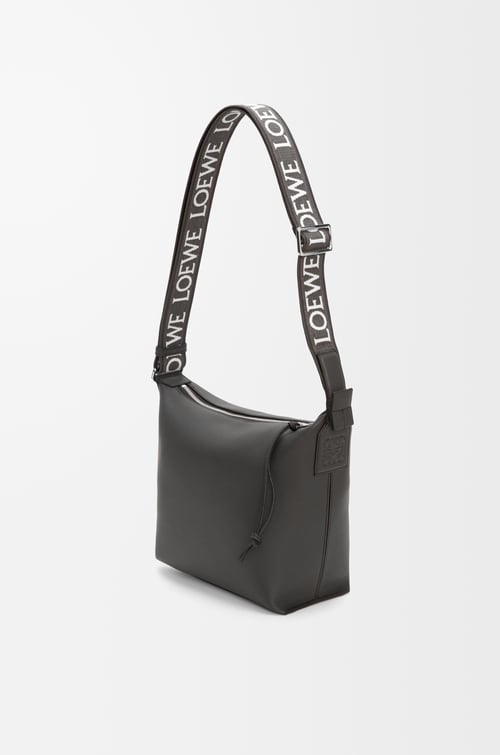 LOEWE Bolso bandolera Cubi pequeño en piel de ternera y jacquard Gris Oscuro