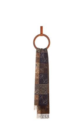 LOEWE Anagram scarf in wool and cashmere Navy/Brown plp_rd