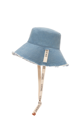 LOEWE Frayed fisherman hat in denim and calfskin Blue Denim