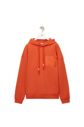 LOEWE Sudadera en algodón con capucha y bolsillo de parche Anagram Naranja