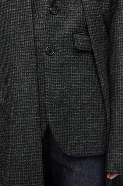 LOEWE Double layer coat in wool Khaki Green/Grey/Black plp_rd