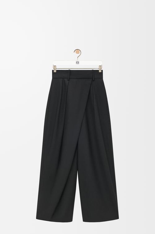 LOEWE Cropped wrap trousers in wool Black