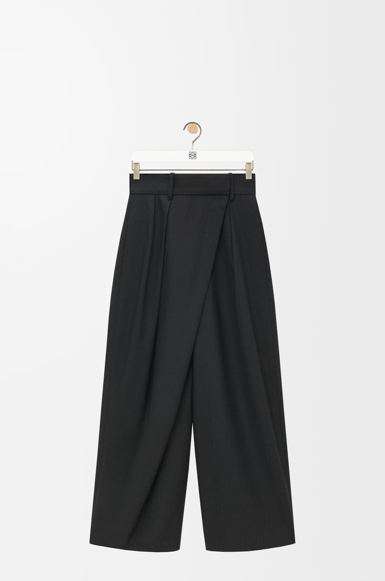 LOEWE Cropped wrap trousers in wool Black