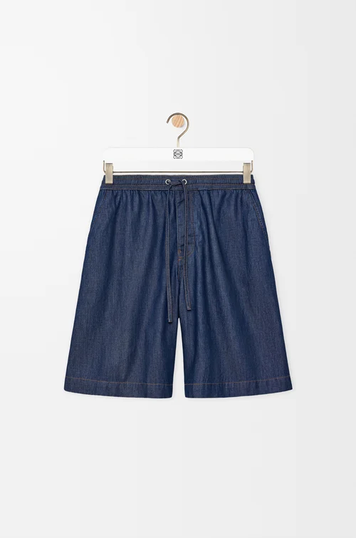 LOEWE Shorts in cotton Denim Blue