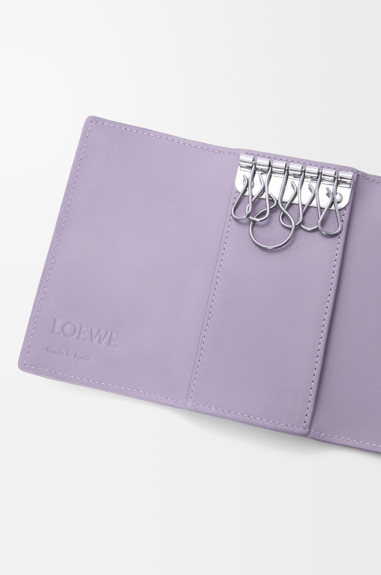 LOEWE Anagram key case in pebble grained calfskin Dirty Mauve