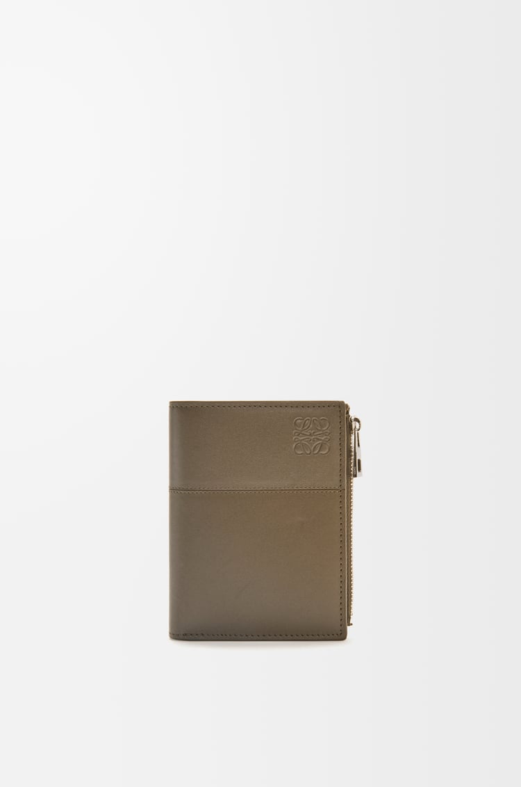 LOEWE Slim compact wallet in shiny calfskin	 Dark Khaki Green/Khaki Green