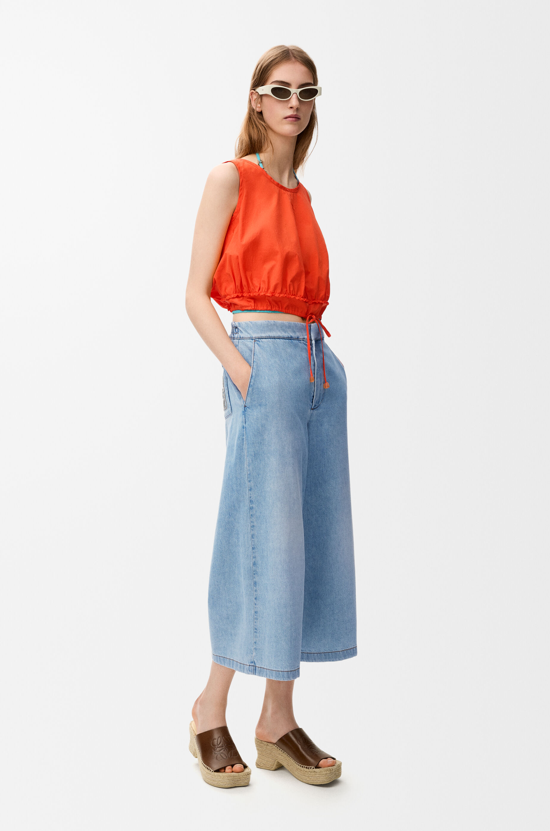 LOEWE ロエベ クロップドジーンズ 32サイズ クロップド トラウザーズ（デニム） ブルー - ロエベ 日本 公式サイト