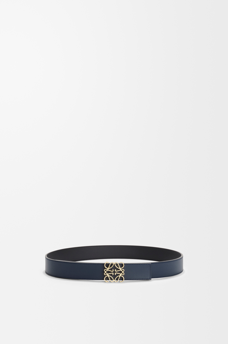 LOEWE Reversible Anagram belt in smooth calfskin Black/Ocean/Gold
