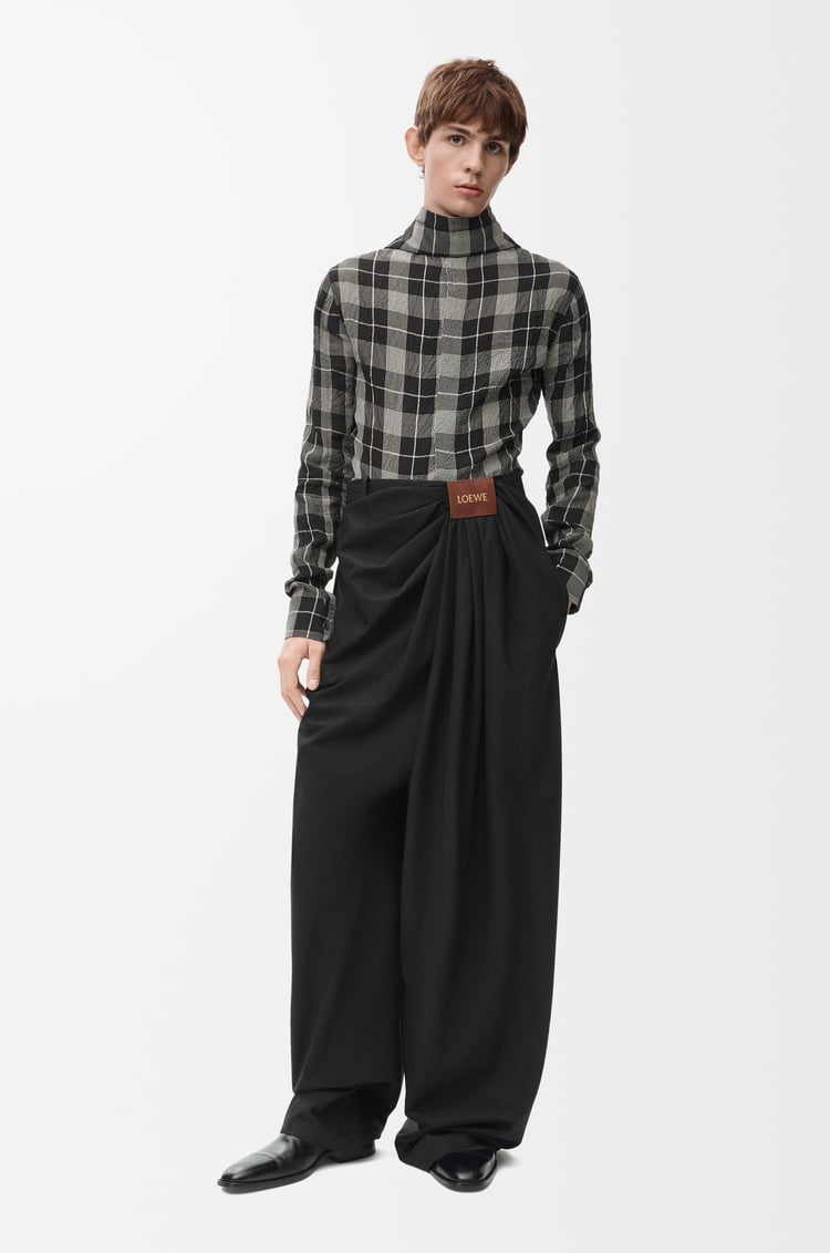 LOEWE Pantalón drapeado en algodón y seda Negro