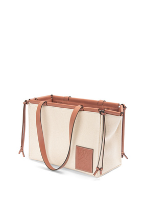 LOEWE Small Cushion Tote in canvas and calfskin Light Oat plp_rd