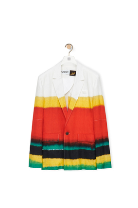 LOEWE Stripes single breasted jacket in linen Green/Red/Yellow