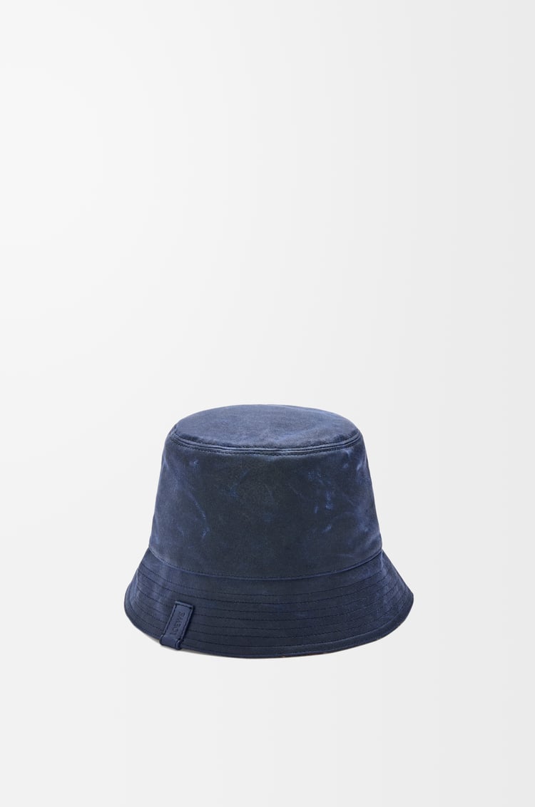 LOEWE Sombrero de pescador reversible en lona encerada y tartán Azul Marino