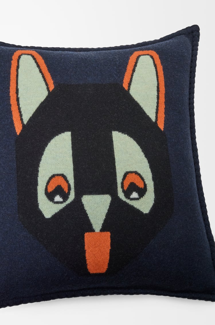 LOEWE Cushion in wool Dark Navy Blue