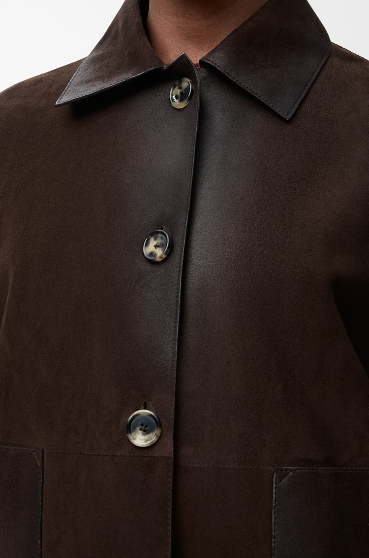 LOEWE 턴업 재킷 - 스웨이드 램스킨 다크 초콜릿