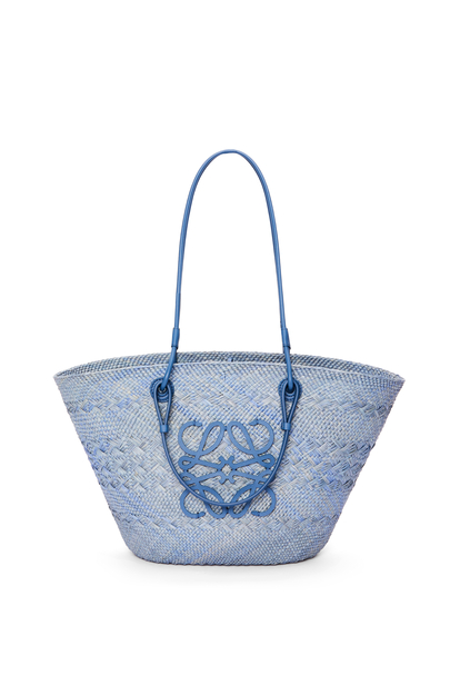 LOEWE Anagram Basket bag in iraca palm and calfskin 丹寧藍
