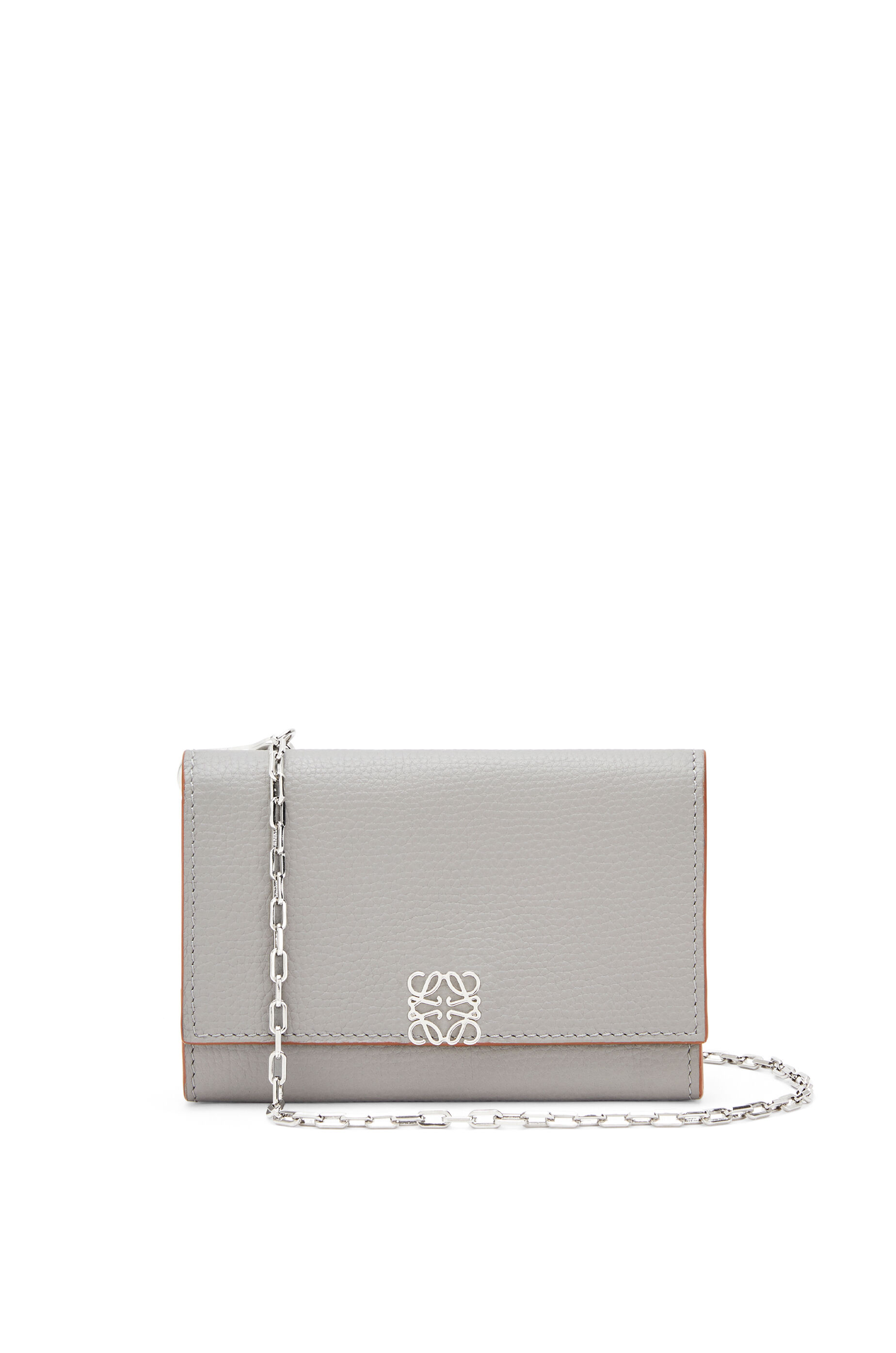 Anagram wallet on chain in pebble grain calfskin Smoke LOEWE