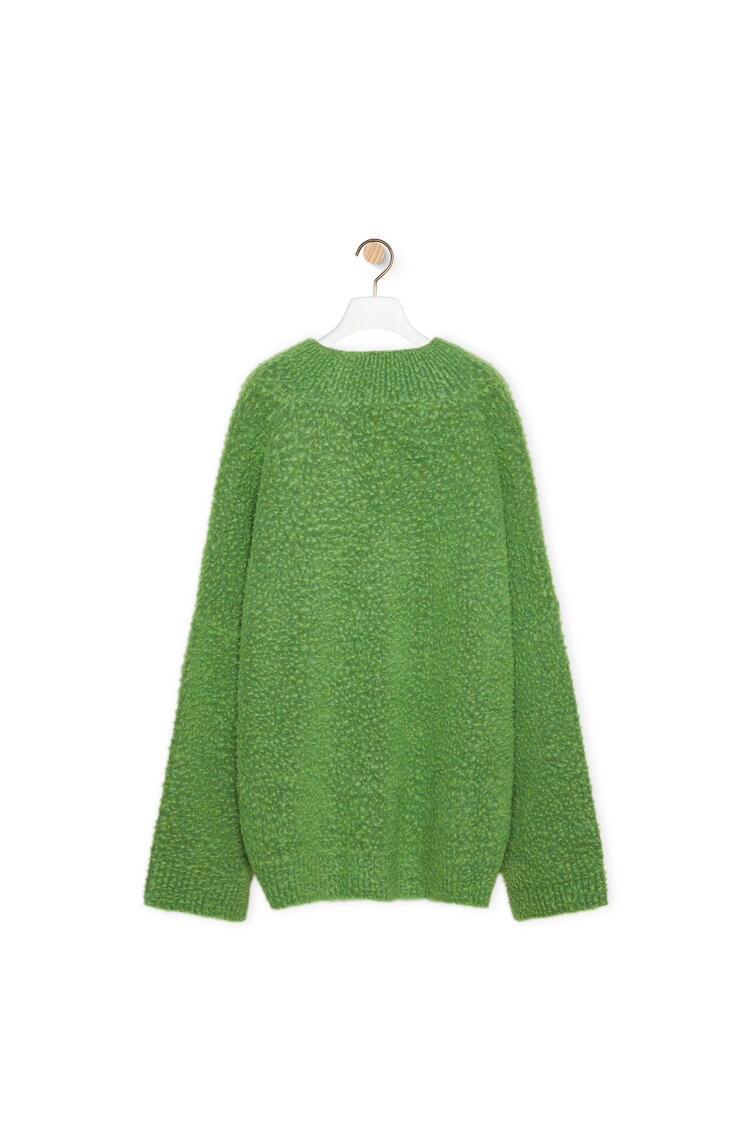 LOEWE V-neck textured sweater in wool and polyamide Green Aloe