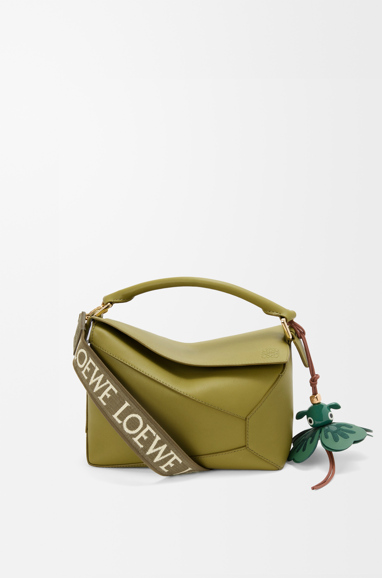 LOEWE Anagram Riemen aus Jacquard und Kalbsleder Dunkles Khakigrün