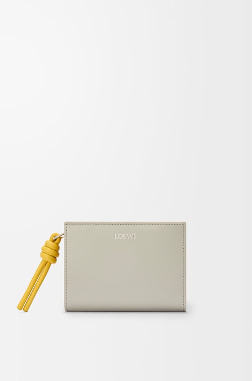 LOEWE Knot compact wallet in shiny nappa calfskin Shell Grey/Dandelion