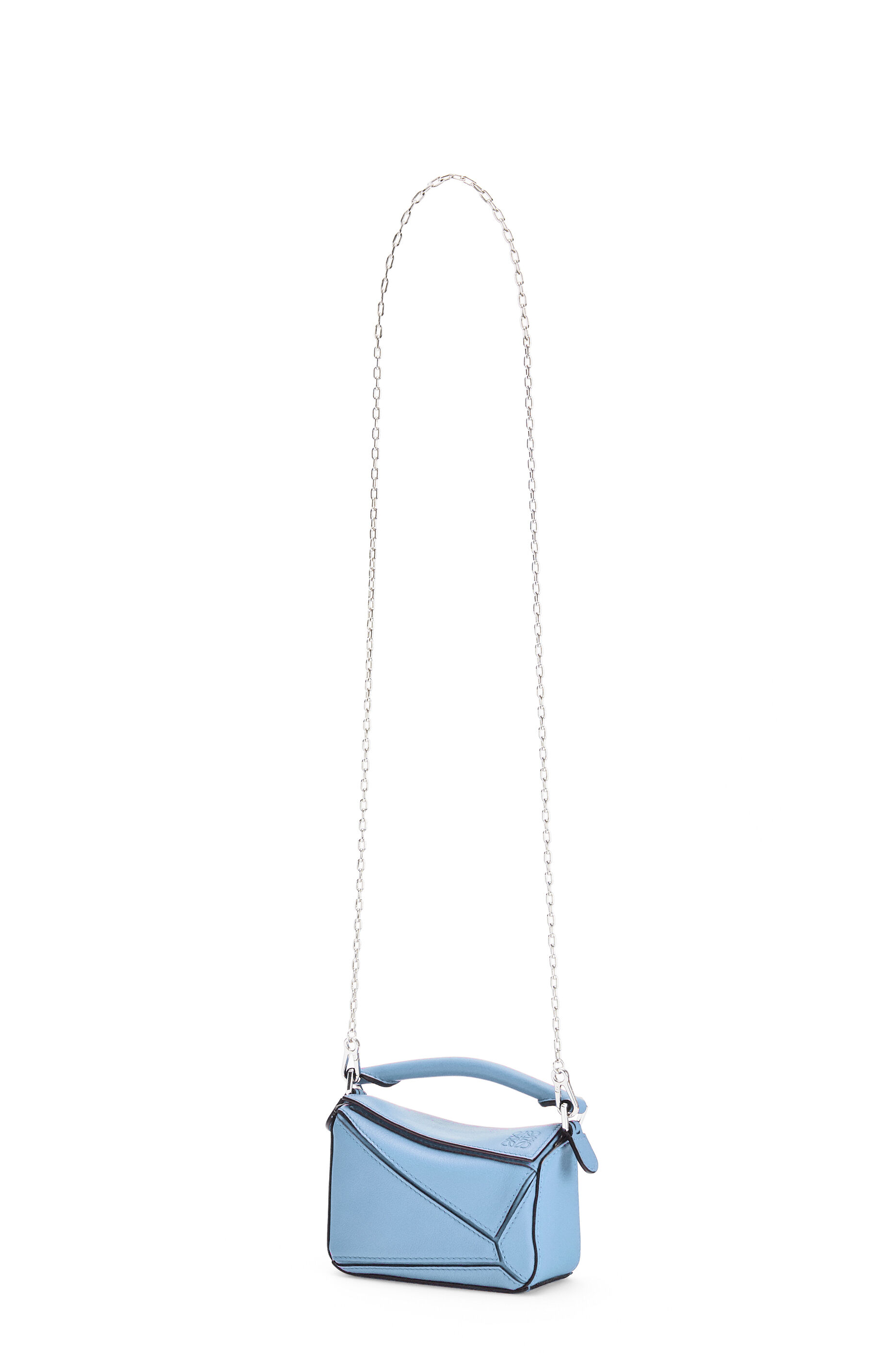 Nano Puzzle bag in classic calfskin Light Blue LOEWE