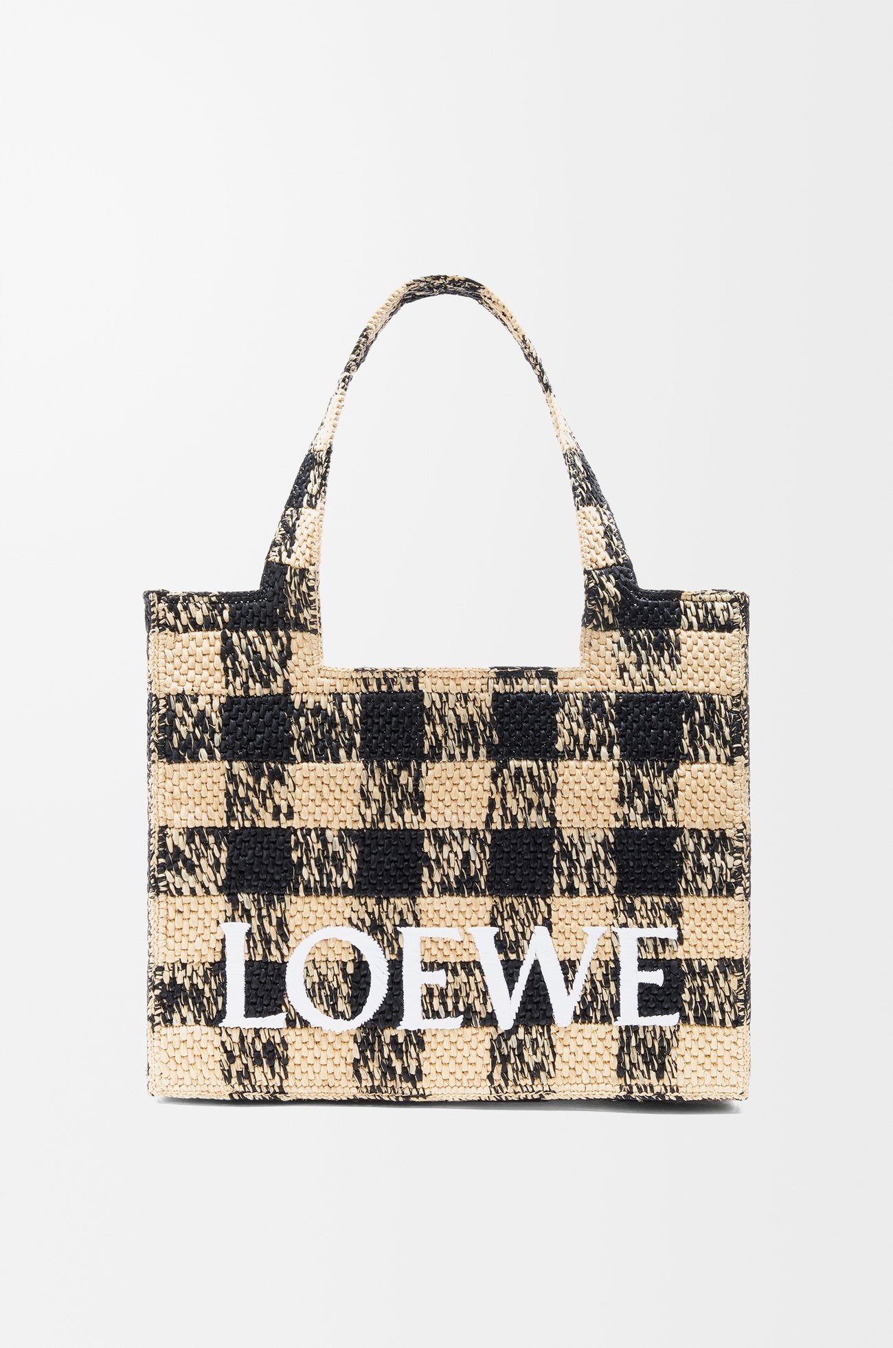 LOEWE Large LOEWE Font tote in raffia Natural/Black