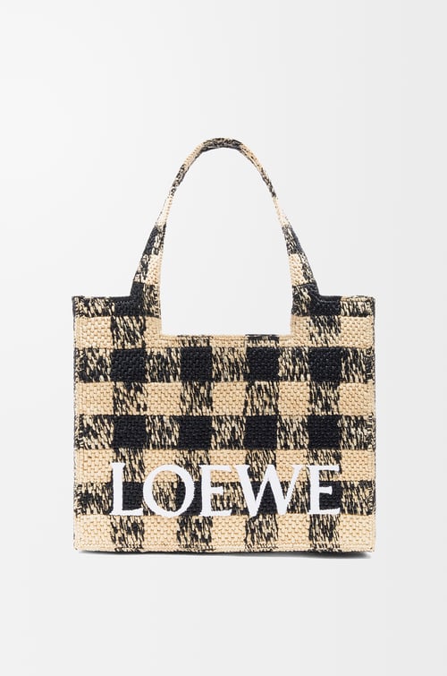 LOEWE 大型酒椰纖維 LOEWE Font 托特包 自然色/黑色